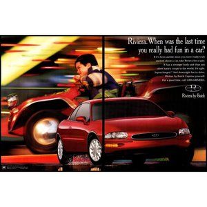 1996 Buick Riviera Coupe 2 Page Vintage Print Ad Little Boy Go Cart Wall Art
